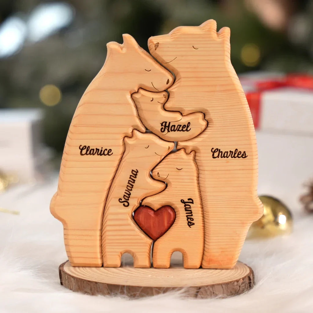 Personalisierte familiäre Holz-Bär-Puzzle 